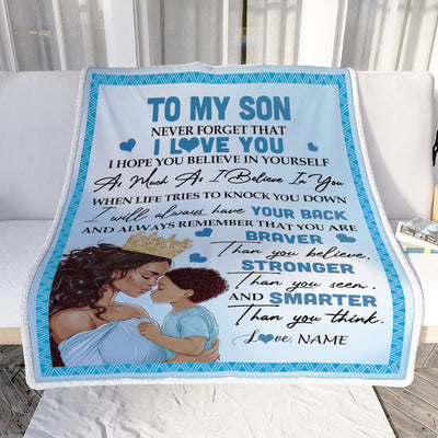 Personalized To My Son Blanket From Mom Mother African Black Women Never Foget That I Love You Son Birthday Graduation Christmas Customized Fleece Blanket | teecentury
