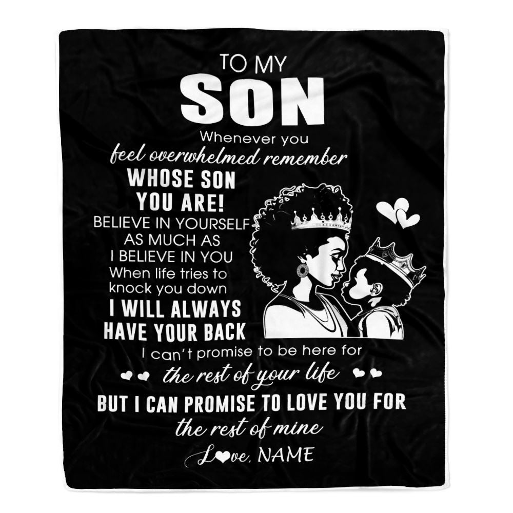 Personalized To My Son Blanket From Mom Mother African Woman Whenever You Feel Overwhelmed Son Birthday Graduation Christmas Customized Fleece Blanket | teecentury