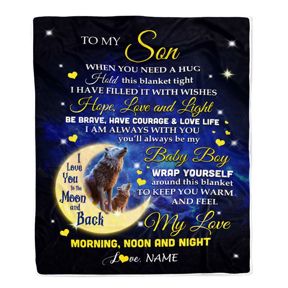 Personalized To My Son Blanket From Mom Mother Dad Father I Am Always With You Wolf Son Birthday Graduation Christmas Customized Bed Fleece Throw Blanket | teecentury