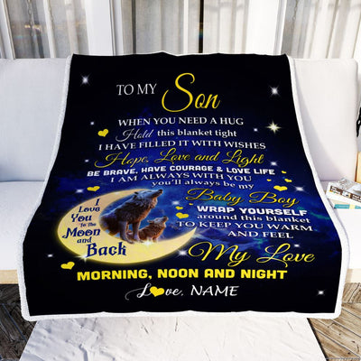 Personalized To My Son Blanket From Mom Mother Dad Father I Am Always With You Wolf Son Birthday Graduation Christmas Customized Bed Fleece Throw Blanket | teecentury