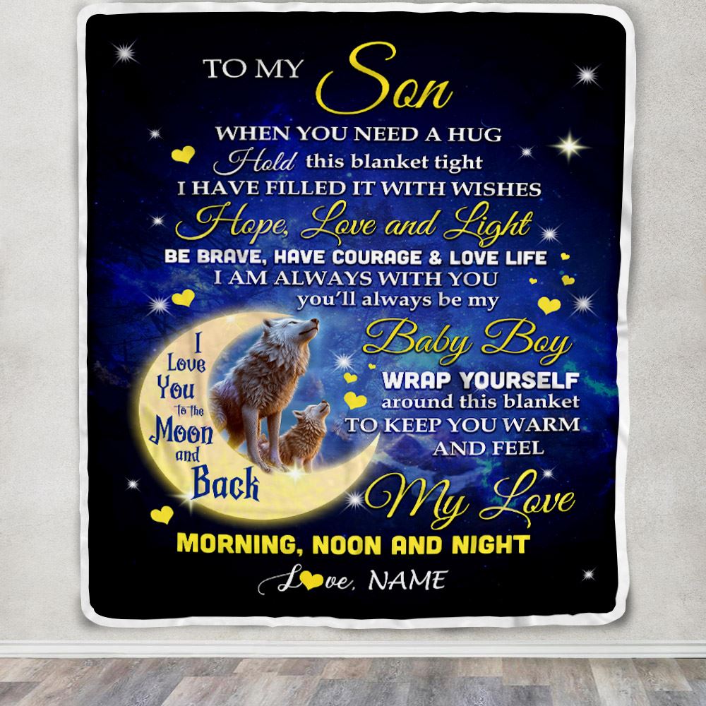 Personalized To My Son Blanket From Mom Mother Dad Father I Am Always With You Wolf Son Birthday Graduation Christmas Customized Bed Fleece Throw Blanket | teecentury