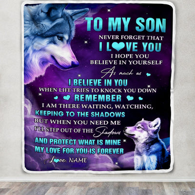 Personalized To My Son Blanket From Mom Mother Dad Father Wolf Moon My Love For You Is Forever Son Birthday Graduation Christmas Customized Fleece Blanket | teecentury