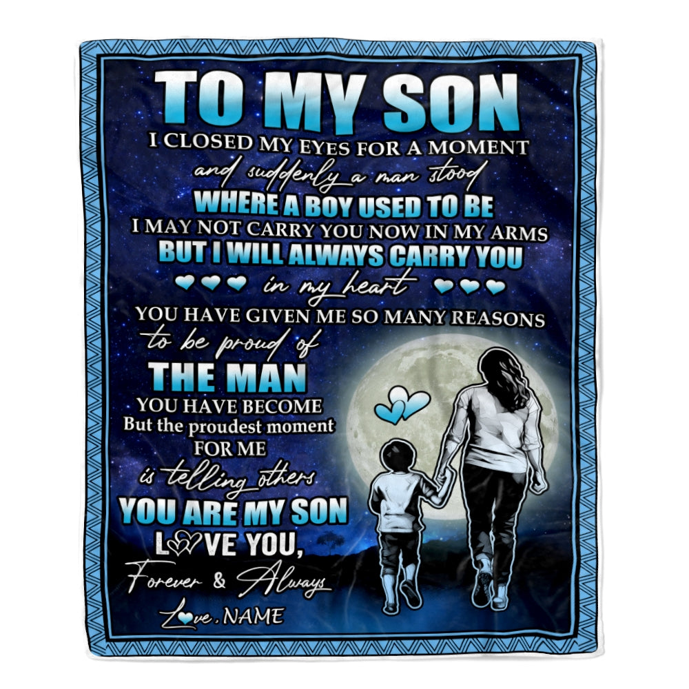 Personalized To My Son Blanket From Mom Mother I Closed My Eyes For A Moment Son Birthday Thanksgiving Graduation Christmas Customized Fleece Blanket | teecentury