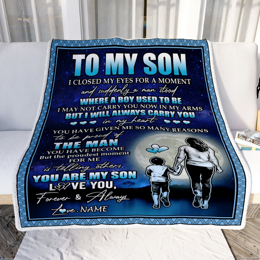 Personalized To My Son Blanket From Mom Mother I Closed My Eyes For A Moment Son Birthday Thanksgiving Graduation Christmas Customized Fleece Blanket | teecentury