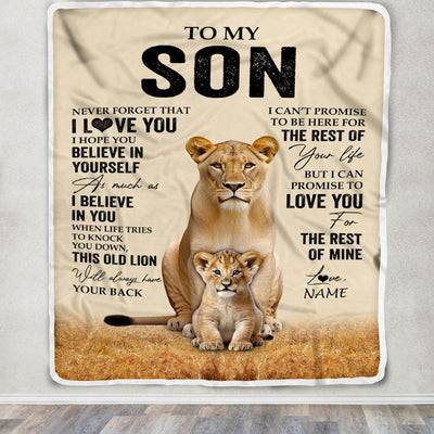 Personalized To My Son Blanket From Mom Mother Lion Never Forget That I Love You Son Birthday Gifts Graduation Christmas Customized Fleece Throw Blanket | teecentury