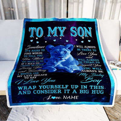 Personalized To My Son Blanket From Mom Mother Sometimes It's Hard Lion Son Gift Birthday Graduation Christmas Custom Customized Fleece Throw Blanket | teecentury