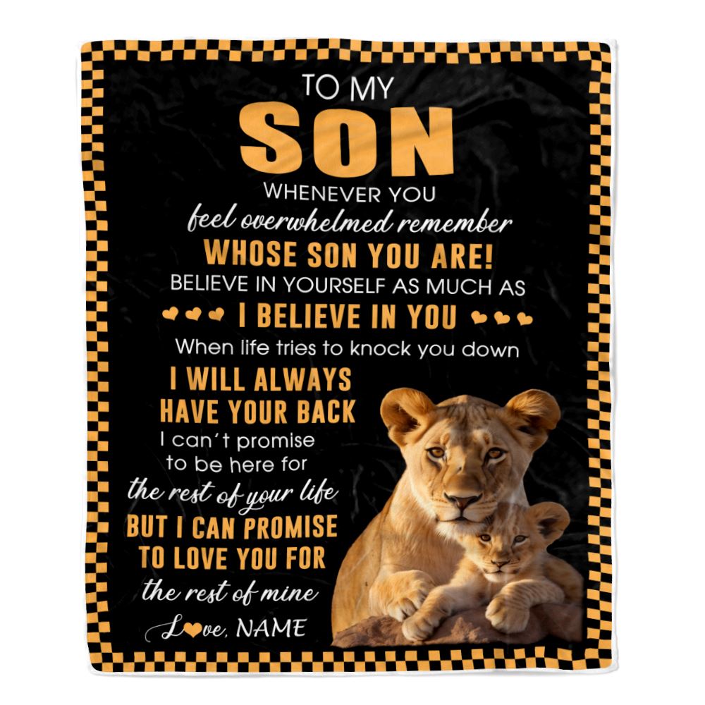 Personalized To My Son Blanket From Mom Mother Whenever You Feel Lion Son Birthday Gifts Graduation Christmas Customized Bed Fleece Throw Blanket | teecentury