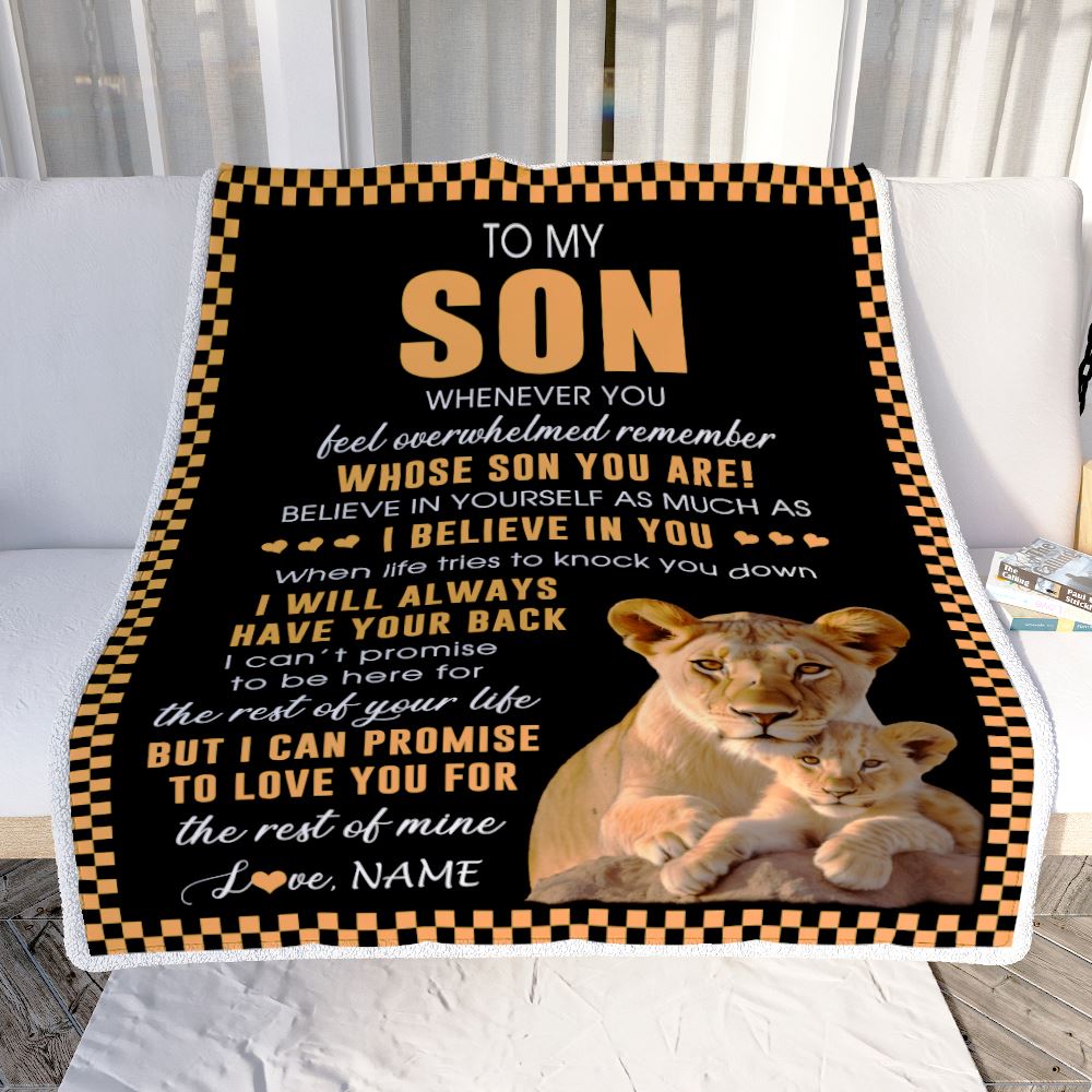 Personalized To My Son Blanket From Mom Mother Whenever You Feel Lion Son Birthday Gifts Graduation Christmas Customized Bed Fleece Throw Blanket | teecentury