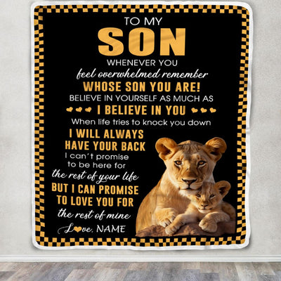 Personalized To My Son Blanket From Mom Mother Whenever You Feel Lion Son Birthday Gifts Graduation Christmas Customized Bed Fleece Throw Blanket | teecentury