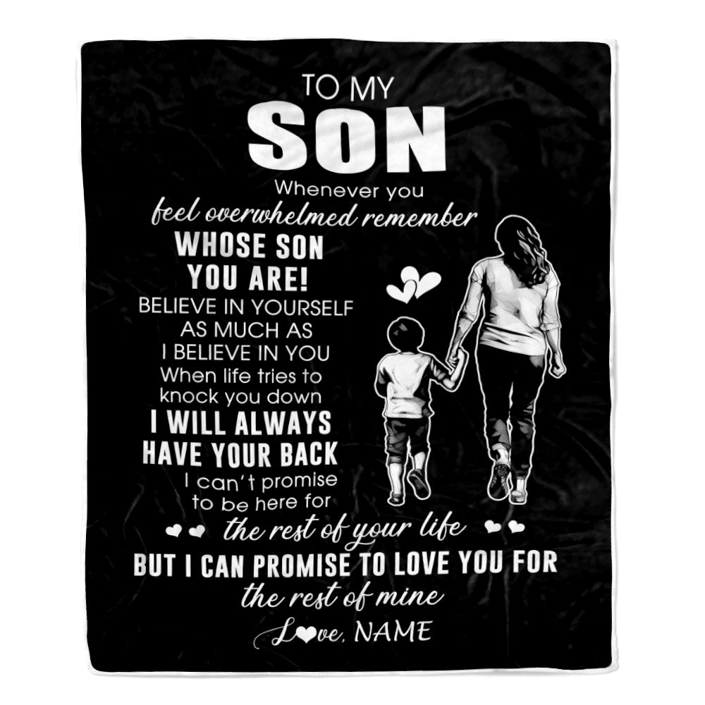 Personalized To My Son Blanket From Mom Mother Whenever You Feel Overwhelmed Son Birthday Graduation Christmas Customized Bed Fleece Throw Blanket | teecentury