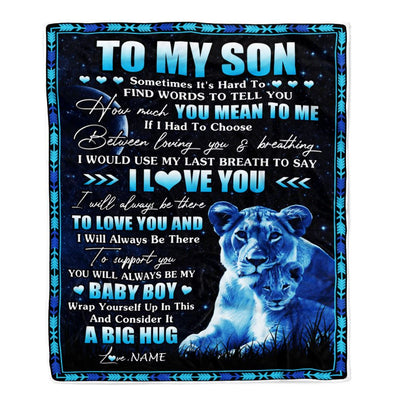 Personalized To My Son Blanket From Mom Mother You Mean Yo Me My Baby Boy Lion Son Birthday Graduation Christmas Customized Bed Fleece Throw Blanket | teecentury