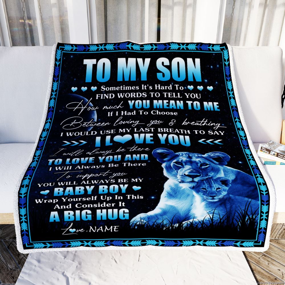 Personalized To My Son Blanket From Mom Mother You Mean Yo Me My Baby Boy Lion Son Birthday Graduation Christmas Customized Bed Fleece Throw Blanket | teecentury