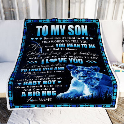 Personalized To My Son Blanket From Mom Mother You Mean Yo Me My Baby Boy Lion Son Birthday Graduation Christmas Customized Bed Fleece Throw Blanket | teecentury