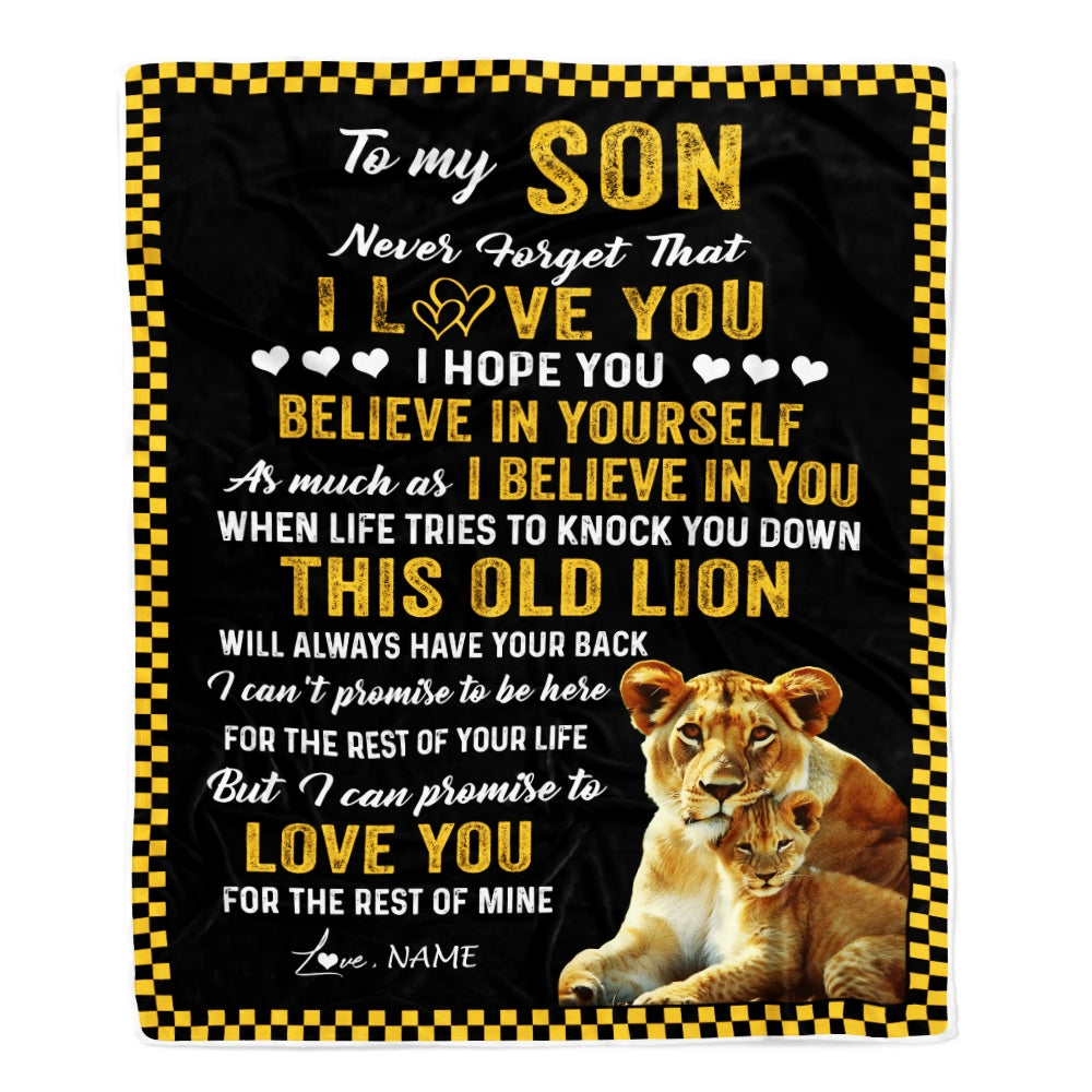 Personalized To My Son Blanket From Mom This Old Lion Love You Daughter Birthday Graduation Christmas Customized Fleece Blanket Blanket | Teecentury.com