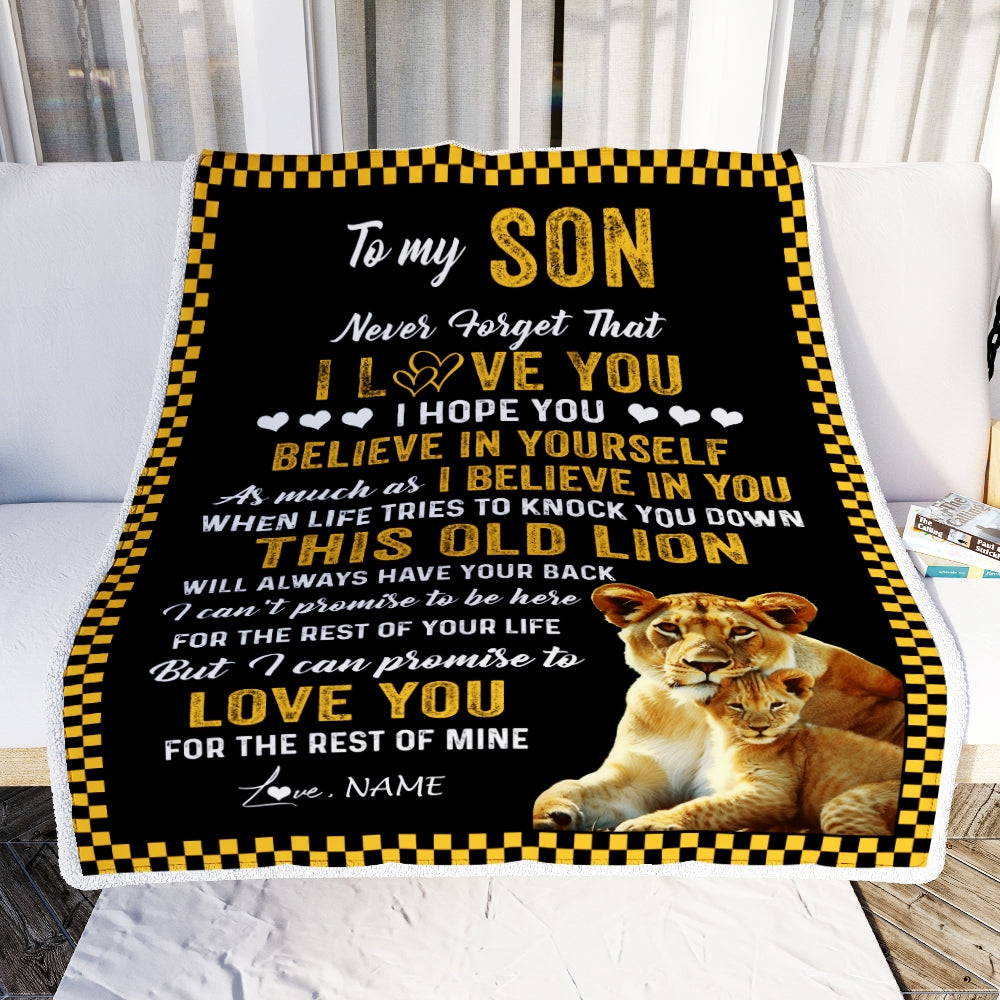 Personalized To My Son Blanket From Mom This Old Lion Love You Daughter Birthday Graduation Christmas Customized Fleece Blanket Blanket | Teecentury.com