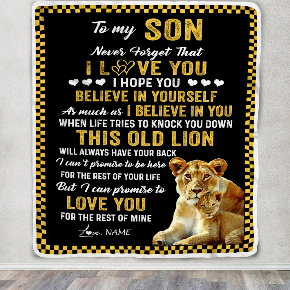 Personalized To My Son Blanket From Mom This Old Lion Love You Daughter Birthday Graduation Christmas Customized Fleece Blanket Blanket | Teecentury.com