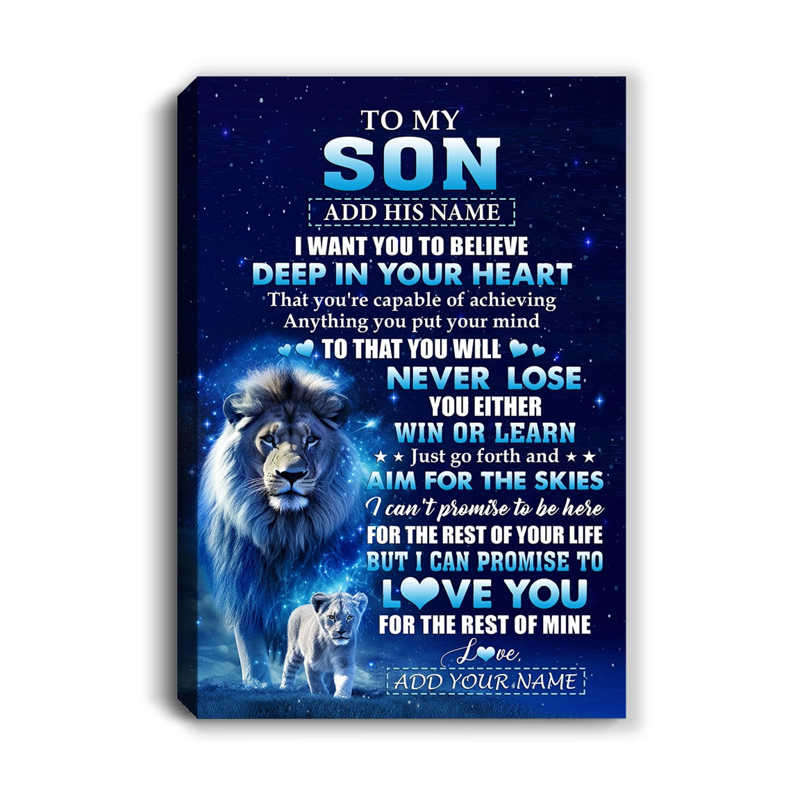 Personalized To My Son Canvas From Dad Father Believe Your Heart Son Gift Birthday Graduation Christmas Custom Wall Art Print Framed Canvas | teecentury