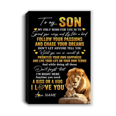 Personalized To My Son Canvas From Dad Father Lion My Only Wish For You Son Birthday Gifts Graduation Christmas Custom Wall Art Print Framed Canvas | teecentury