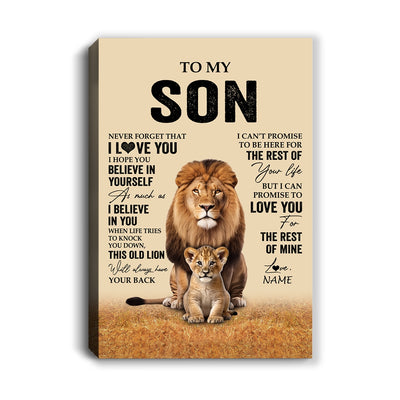 Personalized To My Son Canvas From Dad Father Lion Never Forget That I Love You Son Birthday Gifts Graduation Christmas Custom Wall Art Print Framed Canvas | teecentury