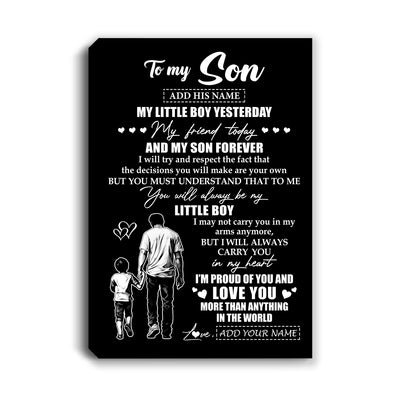 Personalized To My Son Canvas From Dad Father My Little Boy My Friend Proud And Love Son Birthday Gifts Graduation Christmas Custom Wall Art Framed Canvas | teecentury
