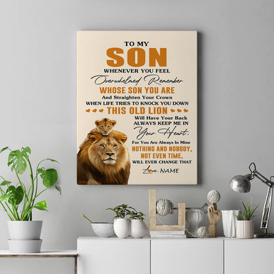 Personalized To My Son Canvas From Dad Father Whenever You Fell Overwhelmed Lion Son Birthday Gifts Graduation Christmas Custom Wall Art Print Framed Canvas | teecentury