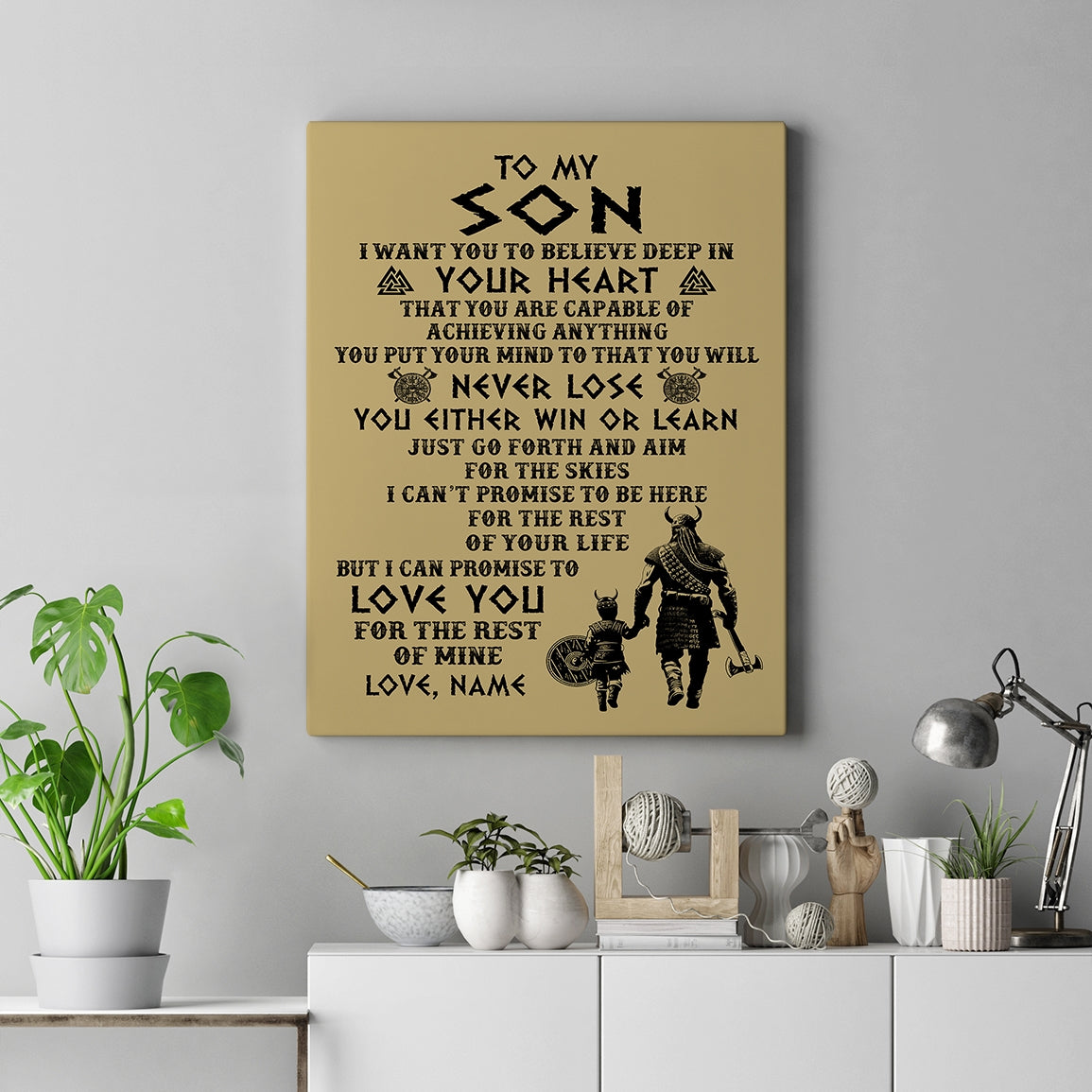 Personalized To My Son Canvas From Dad Father You Will Never Lose Viking Son Birthday Gifts Graduation Christmas Custom Wall Art Print Framed Canvas | teecentury