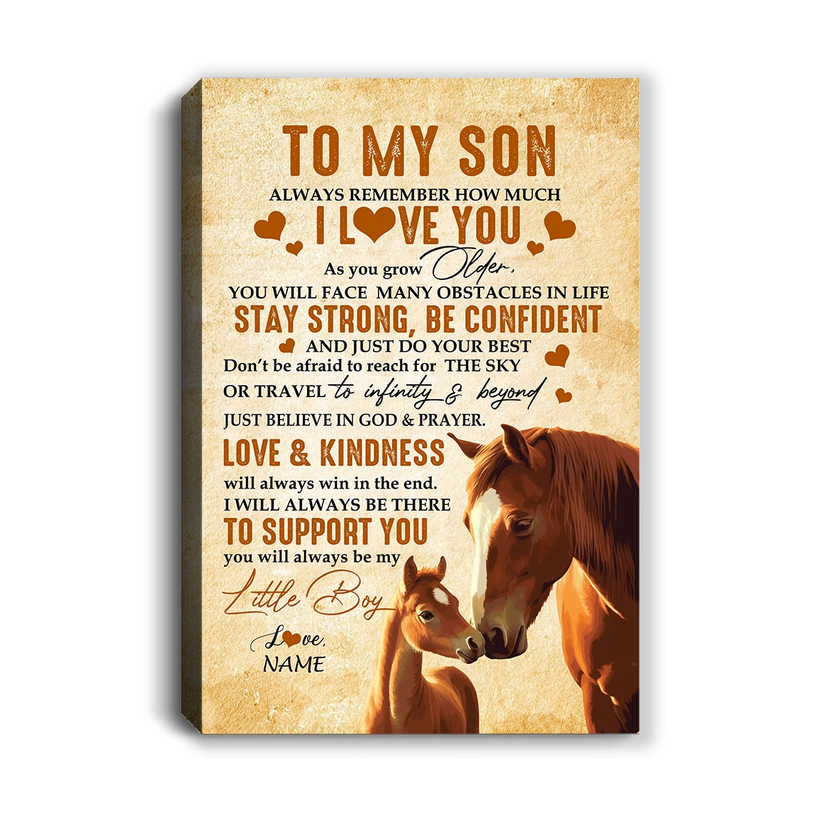 Personalized To My Son Canvas From Mom Dad Mother Father Always Remember I Love You Horse Son Birthday Gifts Graduation Christmas Custom Wall Art Print Framed Canvas | teecentury