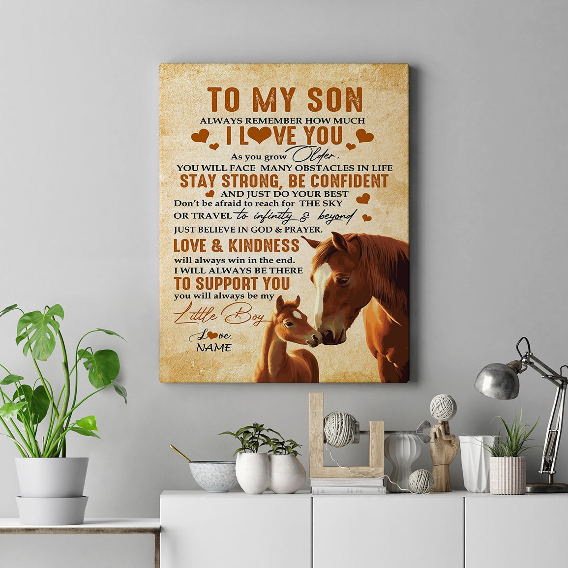 Personalized To My Son Canvas From Mom Dad Mother Father Always Remember I Love You Horse Son Birthday Gifts Graduation Christmas Custom Wall Art Print Framed Canvas | teecentury