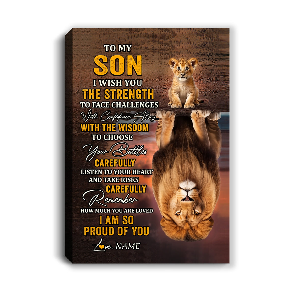 Personalized To My Son Canvas From Mom Dad Mother Father I Wish You The Strength Lion Son Birthday Gifts Graduation Christmas Custom Wall Art Print Framed Canvas | teecentury