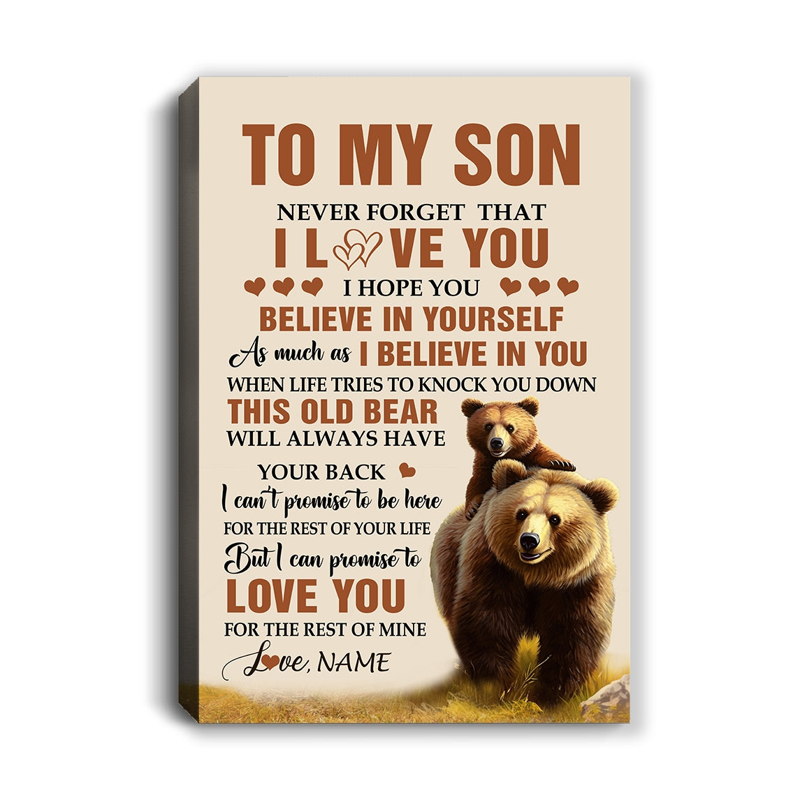 Personalized To My Son Canvas From Mom Dad Mother Father This Old Bear Love You Son Birthday Gifts Graduation Christmas Custom Wall Art Print Framed Canvas | teecentury