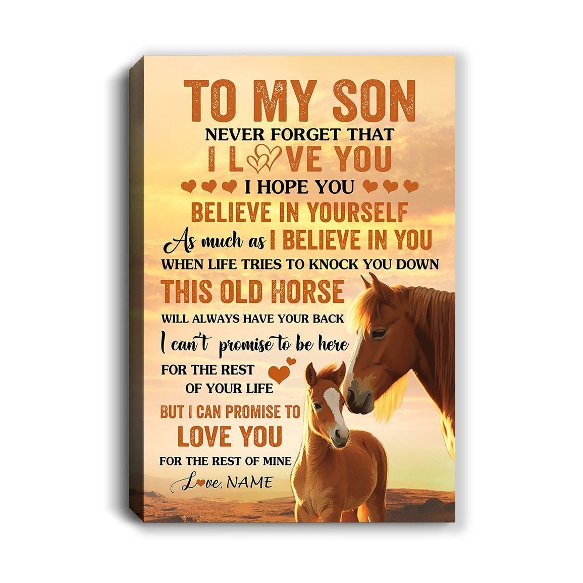 Personalized To My Son Canvas From Mom Dad Mother Father This Old Horse Love You Son Birthday Gifts Graduation Christmas Custom Wall Art Print Framed Canvas | teecentury