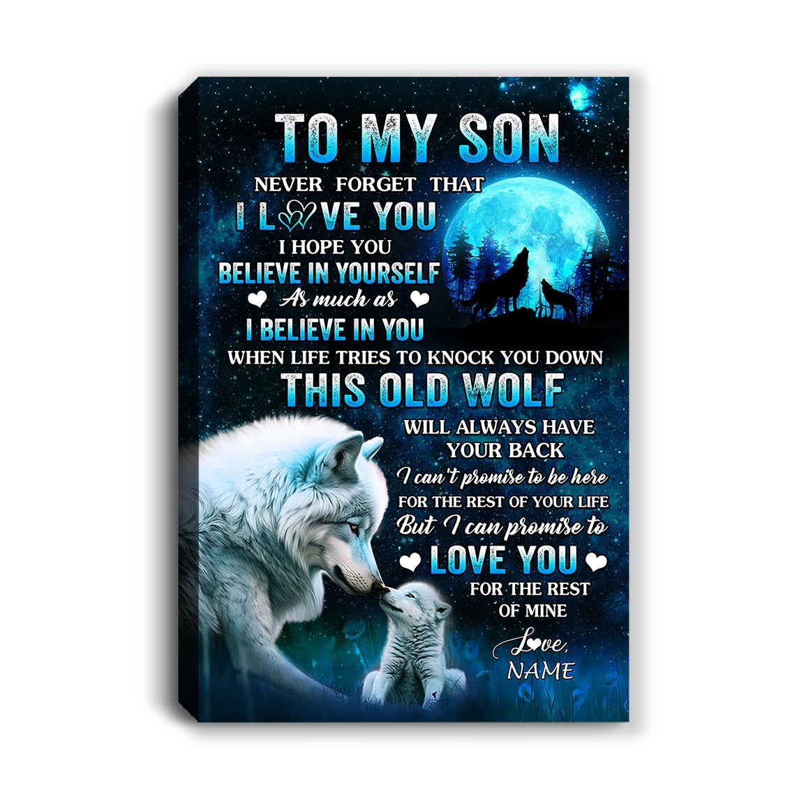 Personalized To My Son Canvas From Mom Dad Mother Father This Old Wolf Love Son Birthday Gifts Graduation Christmas Custom Wall Art Print Framed Canvas | teecentury