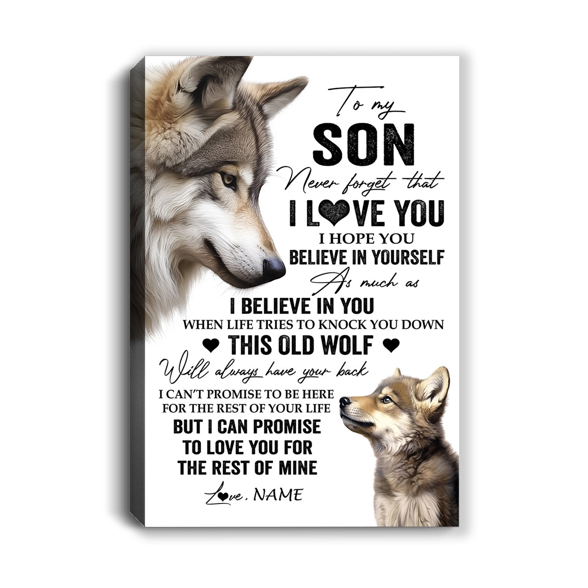 Personalized To My Son Canvas From Mom Dad Mother Father This Old Wolf Love You Son Birthday Gifts Graduation Christmas Custom Wall Art Print Framed Canvas | teecentury