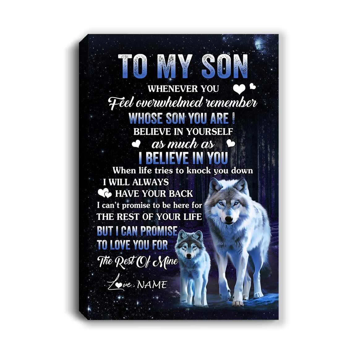 Personalized To My Son Canvas From Mom Dad Mother Father Whenever You Feel Wolf Son Birthday Gifts Graduation Christmas Custom Wall Art Print Fram | teecentury