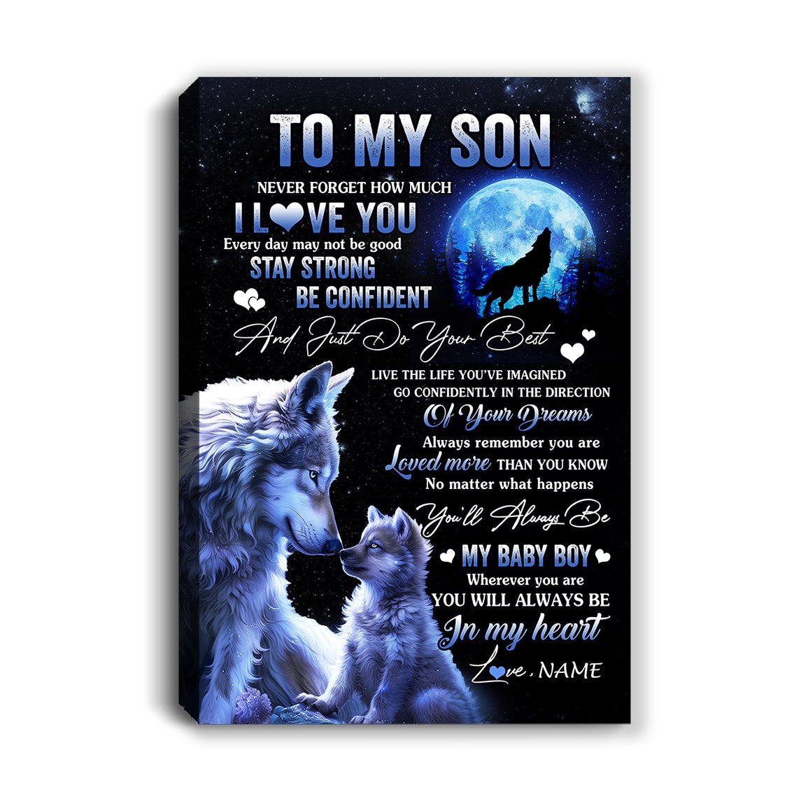 Personalized To My Son Canvas From Mom Dad Mother Father Wolf Never Forget How Much I Love You Son Birthday Gifts Christmas Custom Wall Art Print Framed Canvas | teecentury