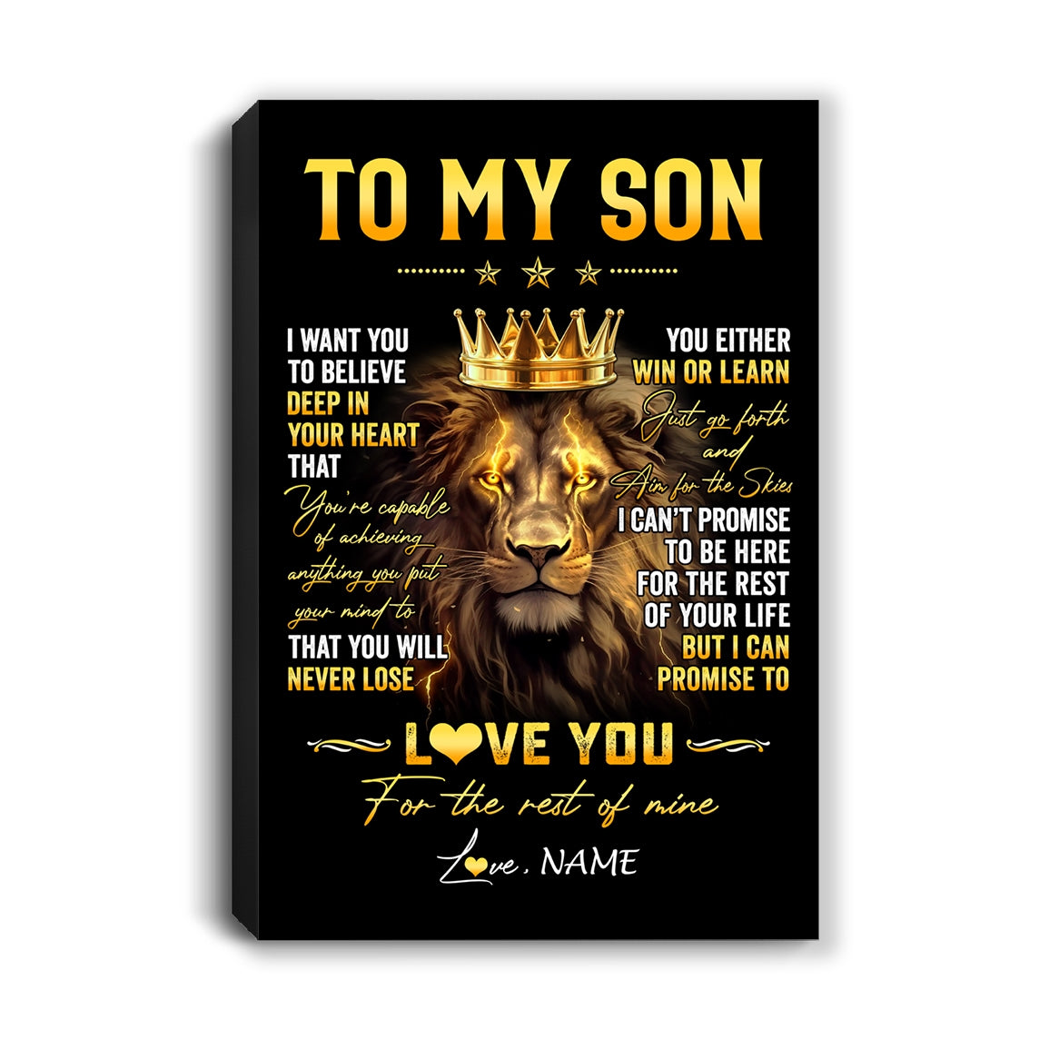 Personalized To My Son Canvas From Mom Dad Mother Father You Will Never Lose Lion Son Birthday Gifts Graduation Christmas Custom Wall Art Print Framed Canvas | teecentury