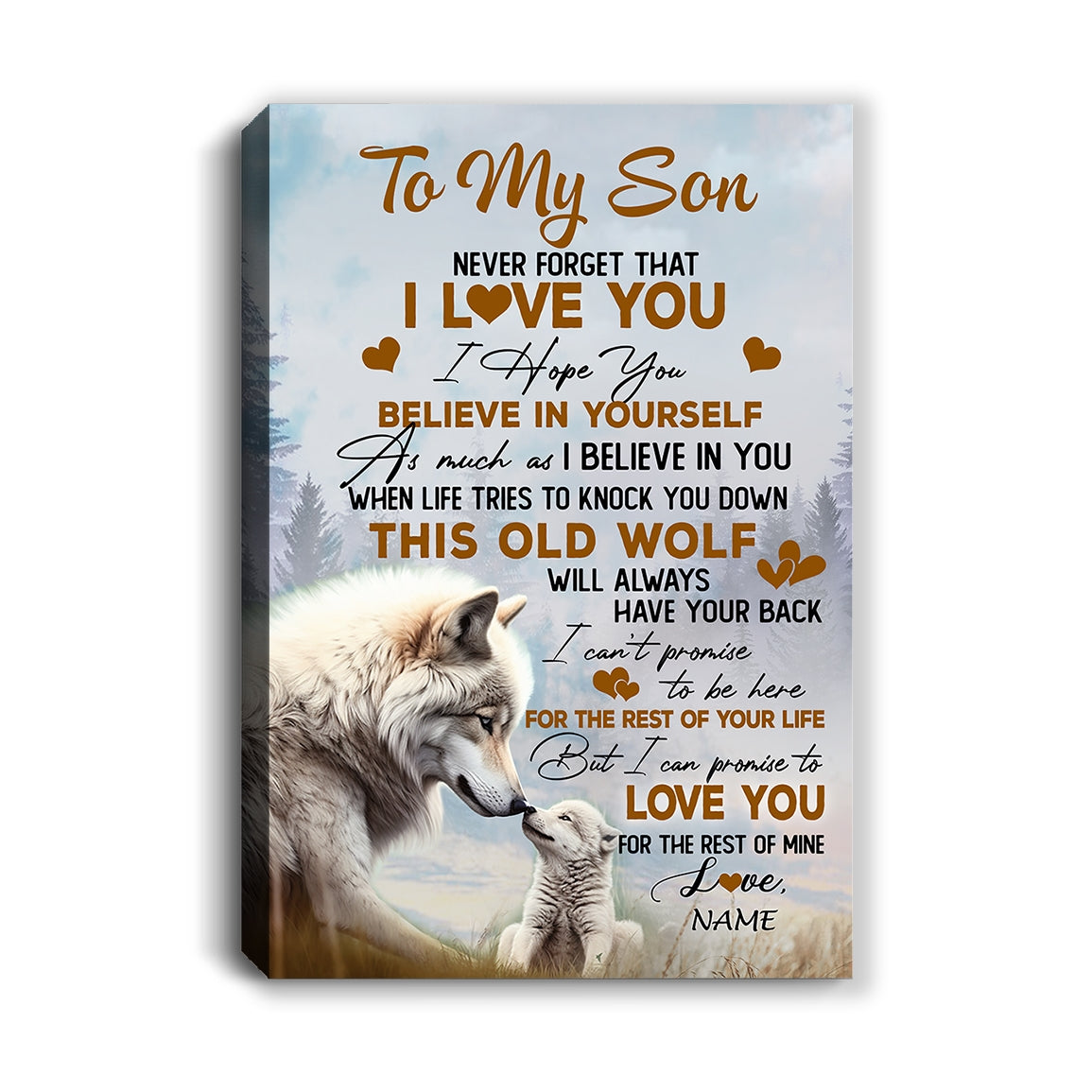 Personalized To My Son Canvas From Mom Dad Mother Never Forget That I Love You Wolf Son Birthday Gifts Graduation Christmas Custom Wall Art Print Framed Canvas | teecentury