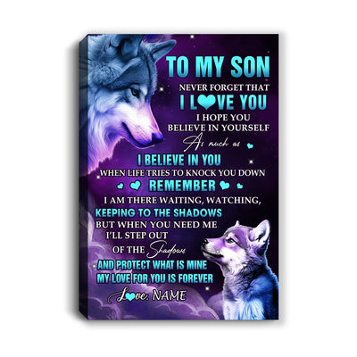 Personalized To My Son Canvas From Mom Dad Mother Wolf Moon My Love For You Is Forever Son Birthday Gifts Graduation Christmas Custom Wall Art Print Framed Canvas | teecentury