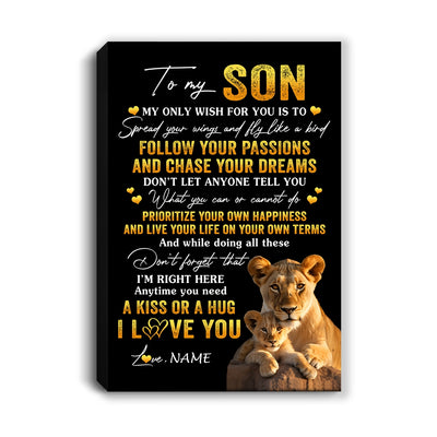 Personalized To My Son Canvas From Mom Mother Lion My Only Wish For You Son Birthday Gifts Graduation Christmas Custom Wall Art Print Framed Canvas | teecentury