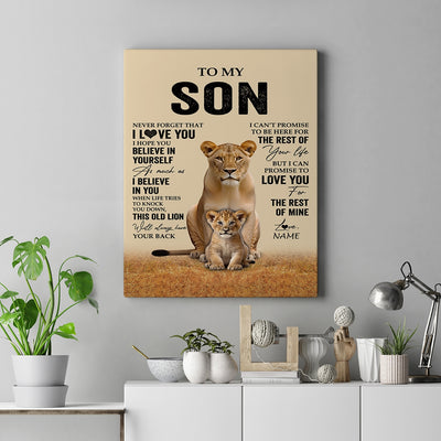 Personalized To My Son Canvas From Mom Mother Lion Never Forget That I Love You Son Birthday Gifts Graduation Christmas Custom Wall Art Print Framed Canvas | teecentury