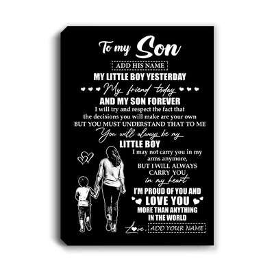 Personalized To My Son Canvas From Mom Mother My Little Boy My Friend Proud And Love Son Birthday Gifts Graduation Christmas Custom Wall Art Framed Canvas | teecentury