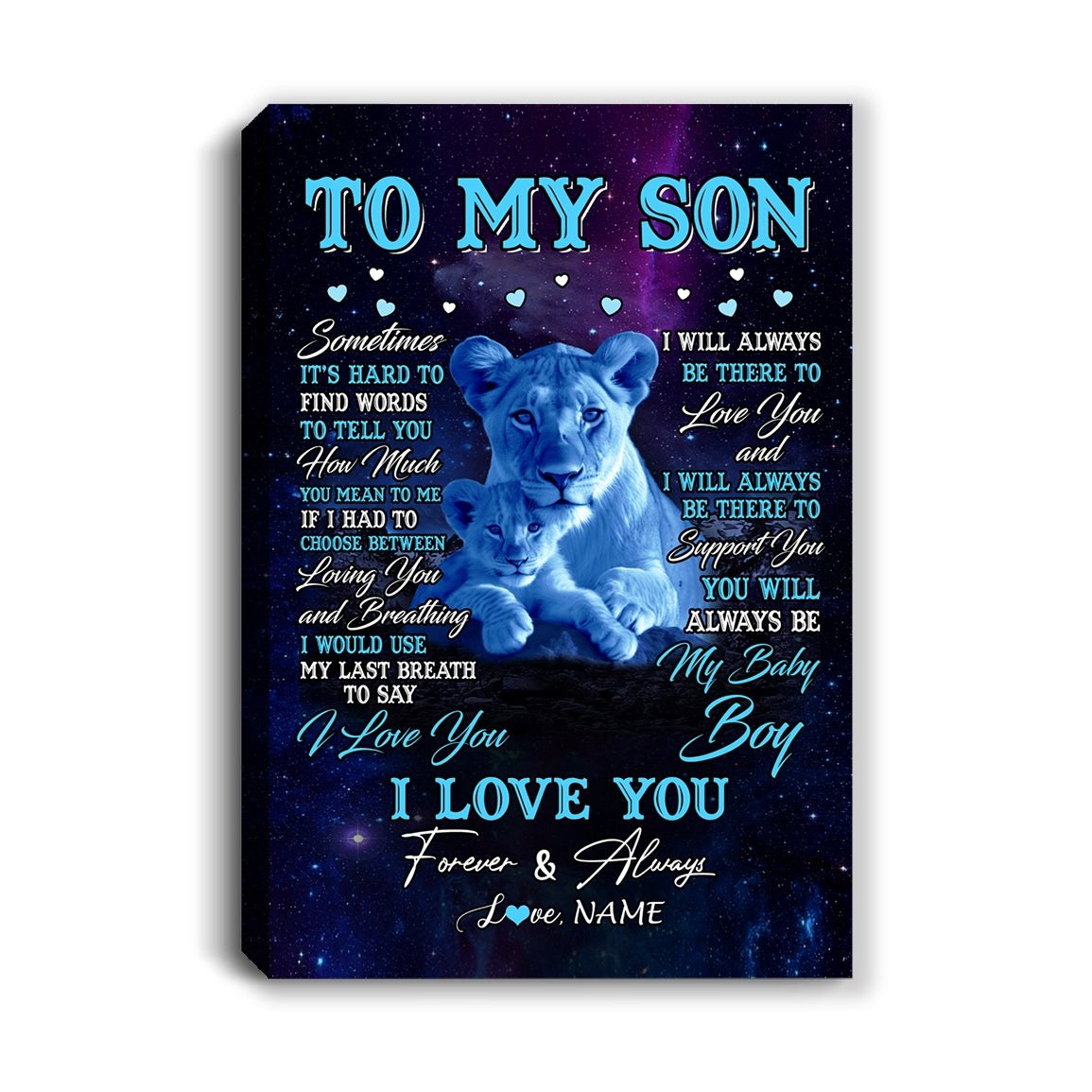 Personalized To My Son Canvas From Mom Mother Sometimes It's Hard Lion Son Gift Birthday Graduation Christmas Custom Wall Art Print Framed Canvas | teecentury