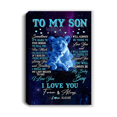 Personalized To My Son Canvas From Mom Mother Sometimes It's Hard Lion Son Gift Birthday Graduation Christmas Custom Wall Art Print Framed Canvas | teecentury