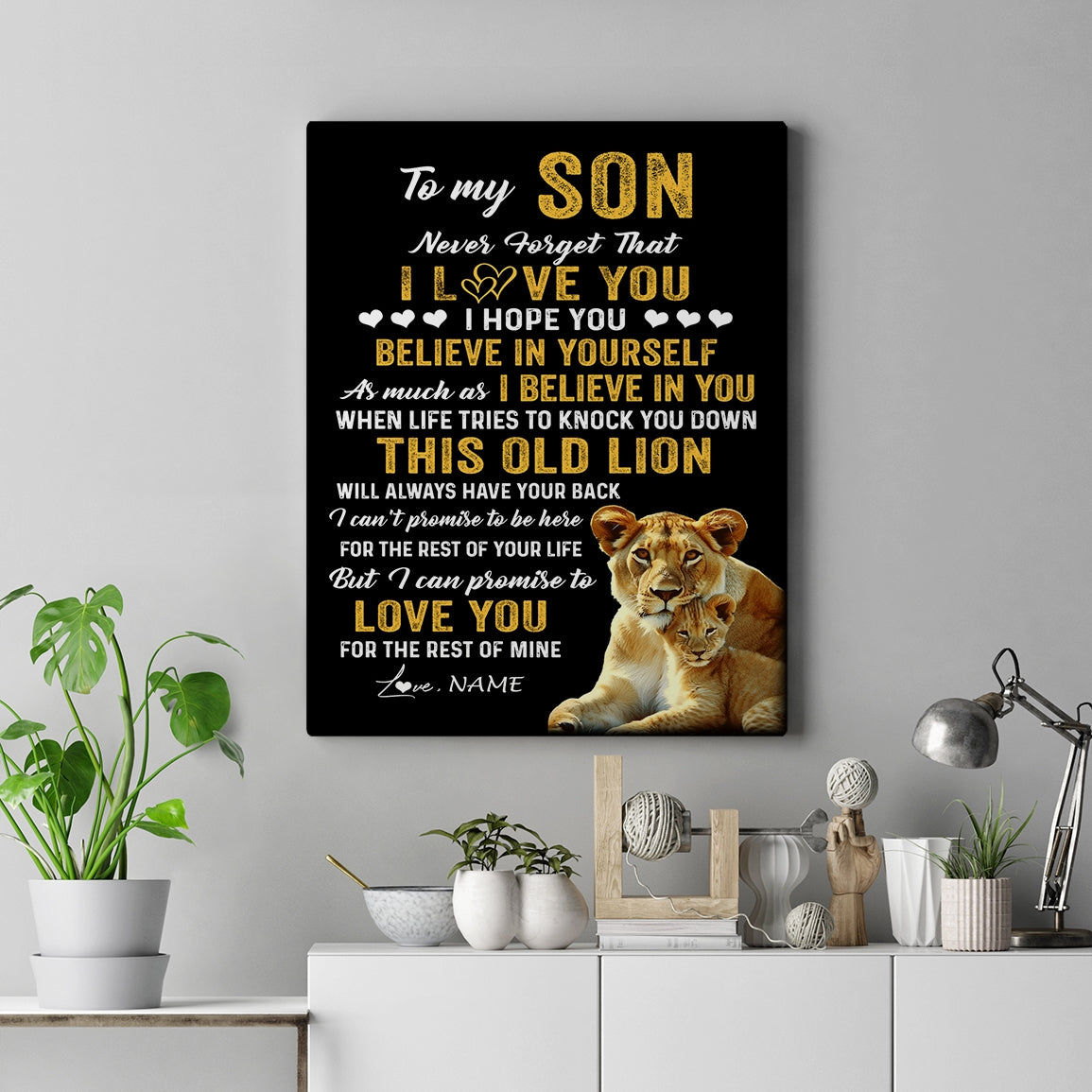 Personalized To My Son Canvas From Mom Mother This Old Lion Love You Son Birthday Gifts Graduation Christmas Custom Wall Art Print Framed Canvas | teecentury