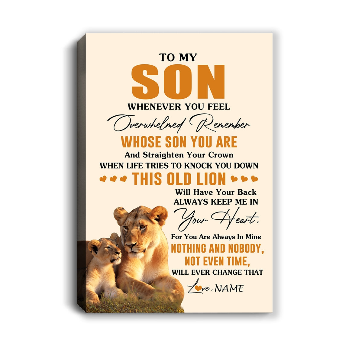 Personalized To My Son Canvas From Mom Mother Whenever You Fell Overwhelmed Lion Son Birthday Gifts Graduation Christmas Custom Wall Art Print Framed Canvas | teecentury