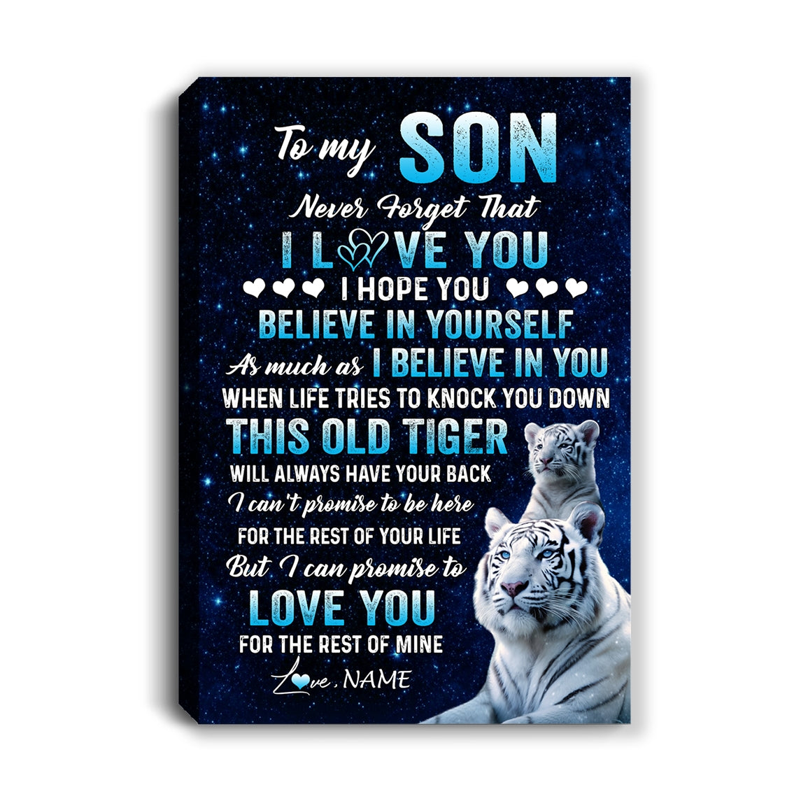 Personalized To My Son Canvas Gift From Mom Dad Mother Father This Old Tiger Love You Son Birthday Gifts Graduation Christmas Custom Wall Art Print Framed Canvas | teecentury