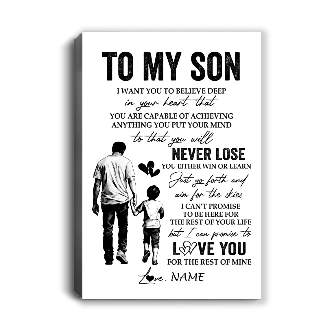 Personalized To My Son Canvas You Will Never Lose From Dad Father Son Birthday Gifts Graduation Christmas Custom Wall Art Print Framed Canvas | teecentury