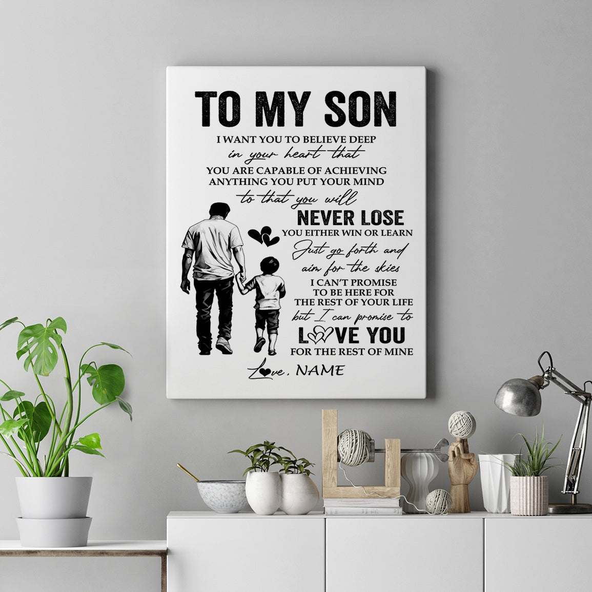 Personalized To My Son Canvas You Will Never Lose From Dad Father Son Birthday Gifts Graduation Christmas Custom Wall Art Print Framed Canvas | teecentury