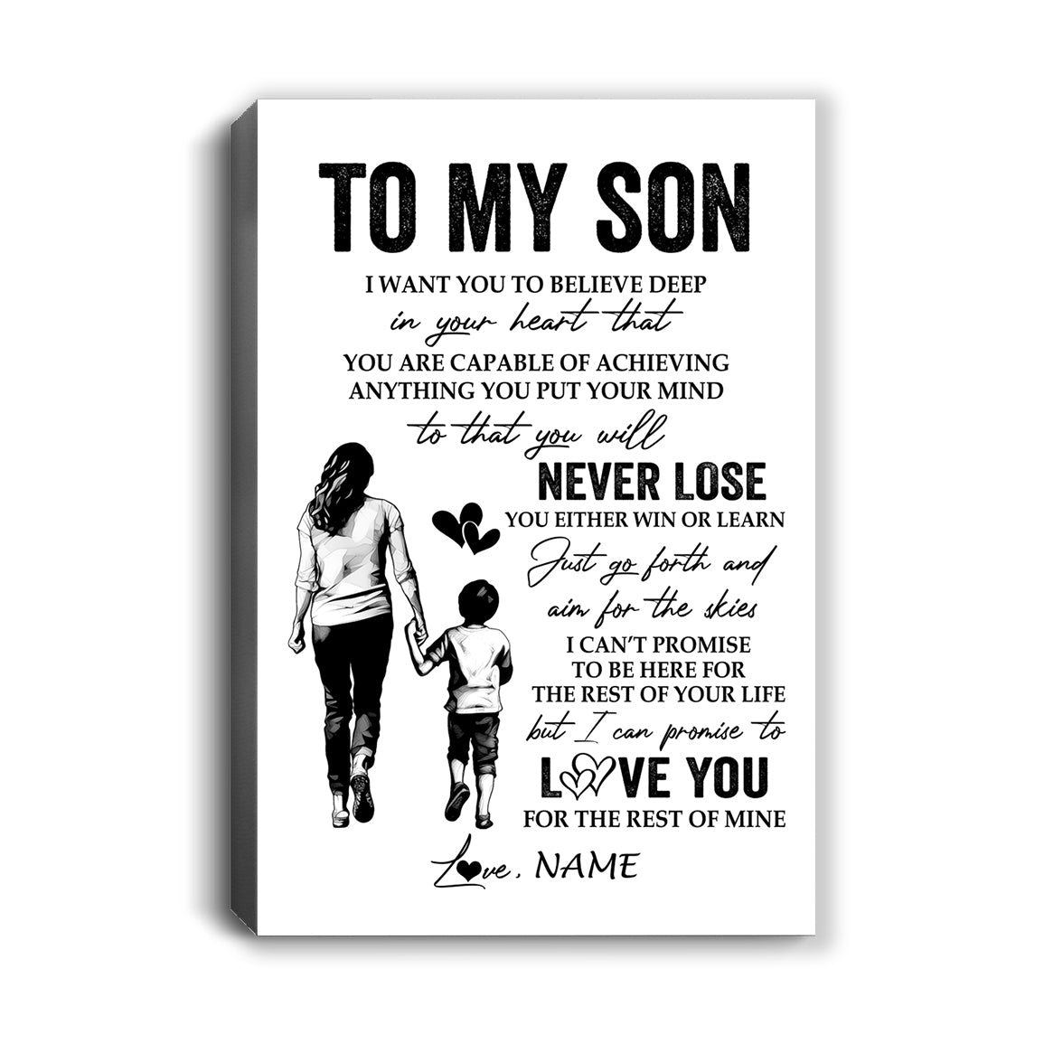 Personalized To My Son Canvas You Will Never Lose From Mom Mother Son Birthday Gifts Graduation Christmas Custom Wall Art Print Framed Canvas | teecentury