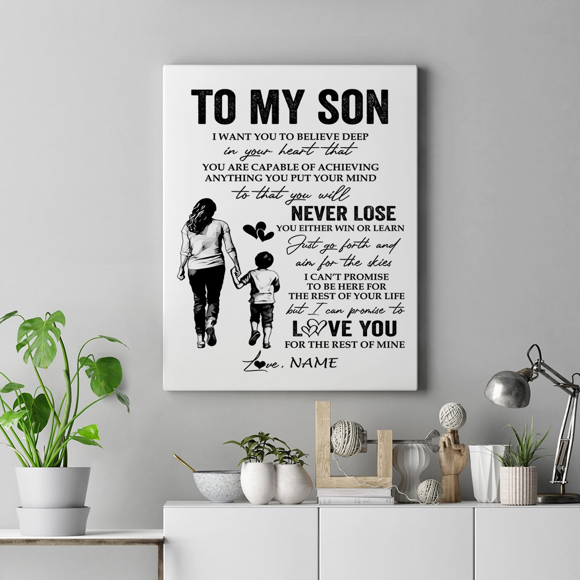 Personalized To My Son Canvas You Will Never Lose From Mom Mother Son Birthday Gifts Graduation Christmas Custom Wall Art Print Framed Canvas | teecentury